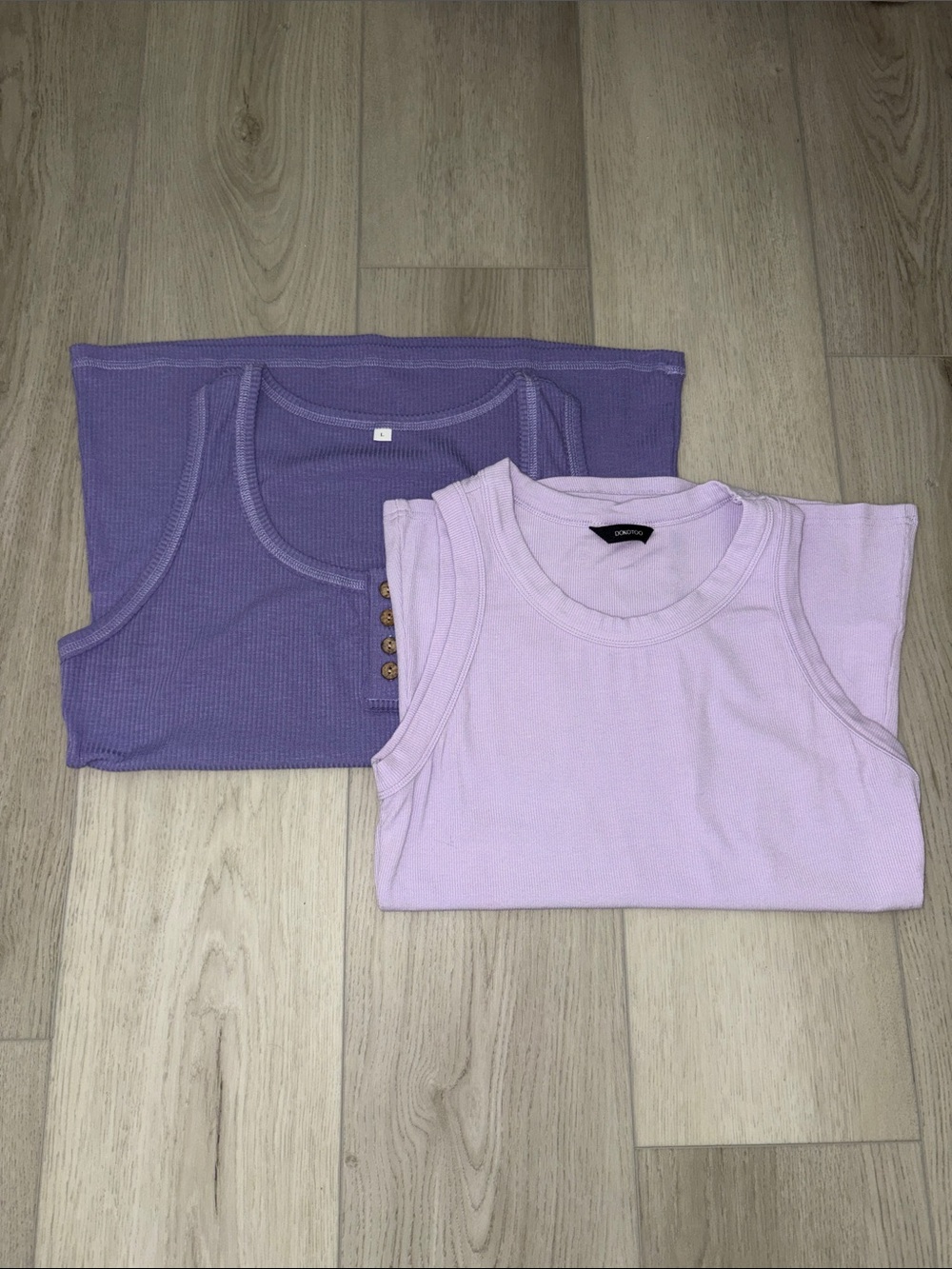 Bundle of two Purplelious Ribbed Tank Tops - Lavender & Purple